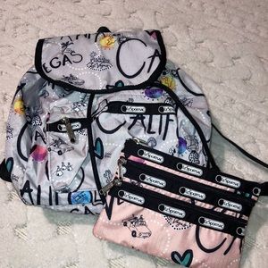 Lesportsac small backpack and wallet set